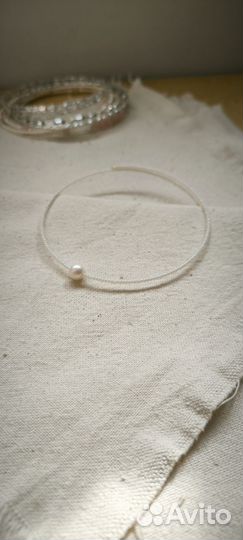 Чокер колье с натуральным жемчугом соло