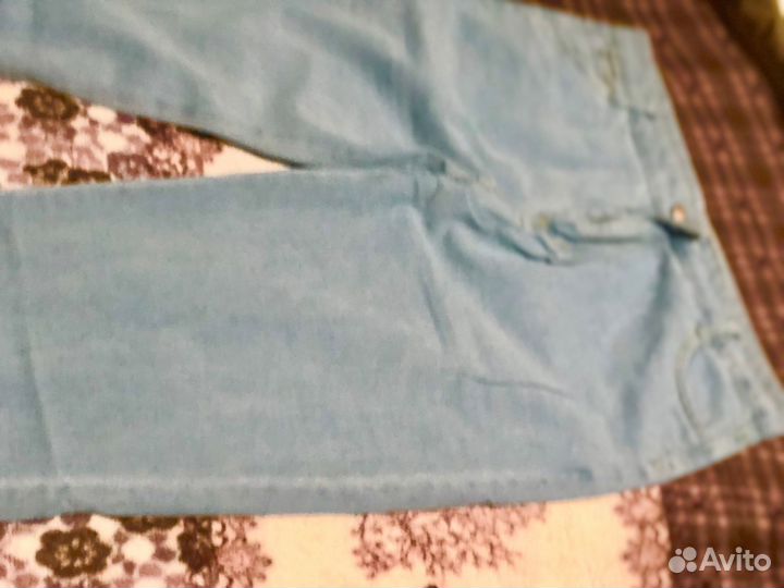 Джинсы прямые с высокой посадкой голубые женские 5