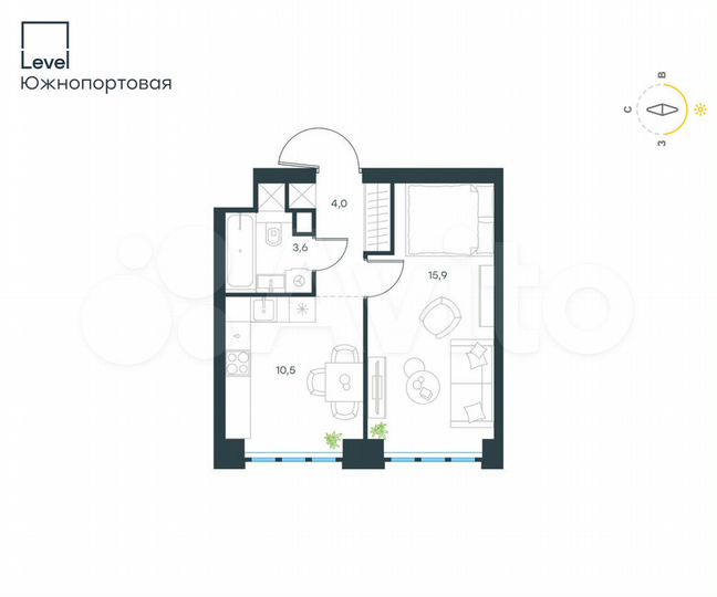 1-к. квартира, 33,9 м², 19/69 эт.