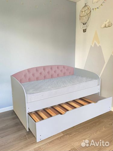Кровать лдсп детская велюр выкатное место