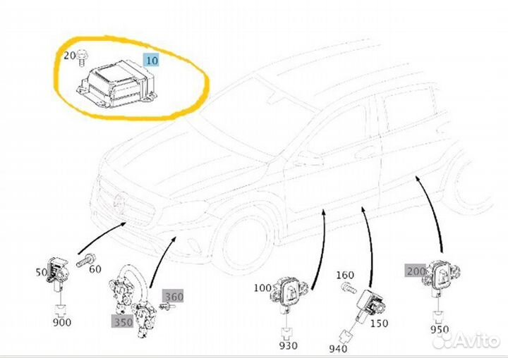 Блок управления AIR BAG Mercedes-Benz Gla-Class