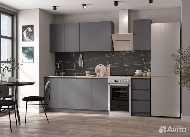 Кухня новая 2м графит в наличии с доставкой