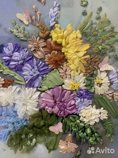 Картина вышивка лентами