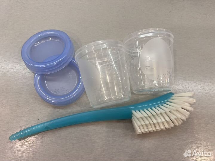 Щетка для бутылочек + 2 контейнера Avent