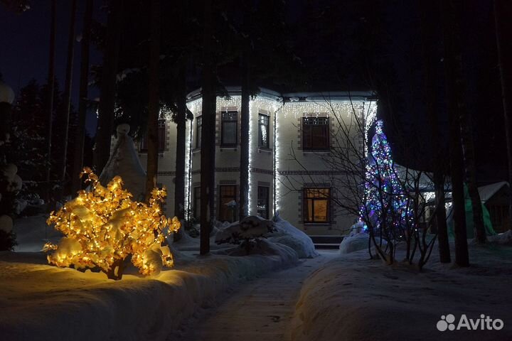 Новогоднее украшение домов Подсветка гирлянды