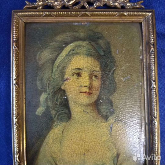 Портрет, 18 век, Европа, масло, кожа, 12*8,5 см