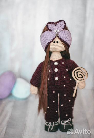 Вязаные игрушки. Вязаные куклы крючком. 35 и 20 см