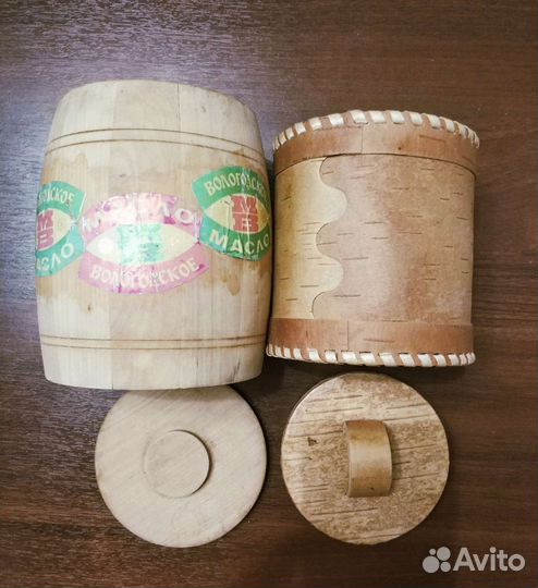 Бочонок/кубышка Береста, дерево. Цена за все