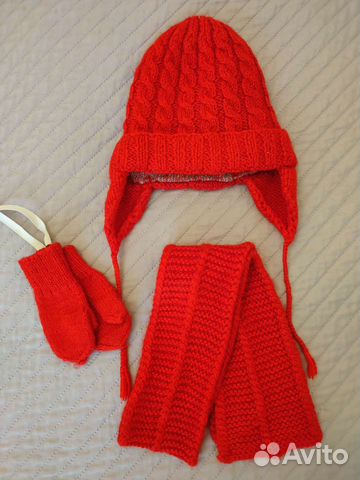 Комплект шапка, шарф, варежки