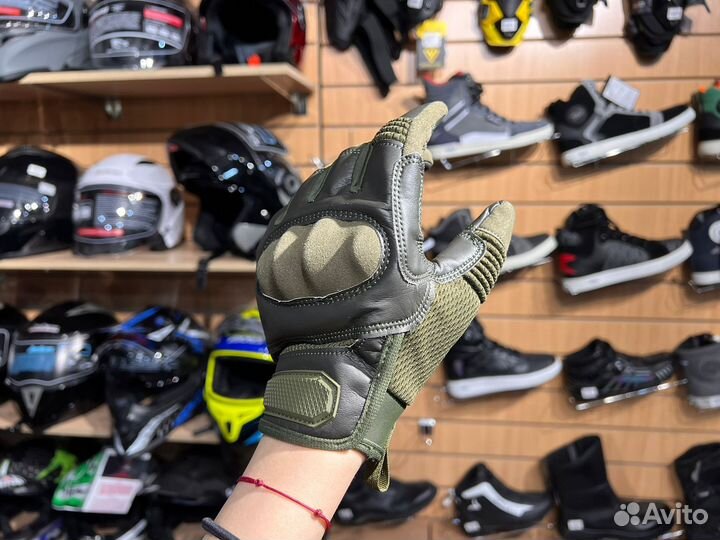 Мото перчатки зеленые экипировка тактика