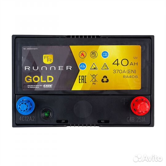 Аккумулятор Runner RA406 12V 40Ah R+ 370А