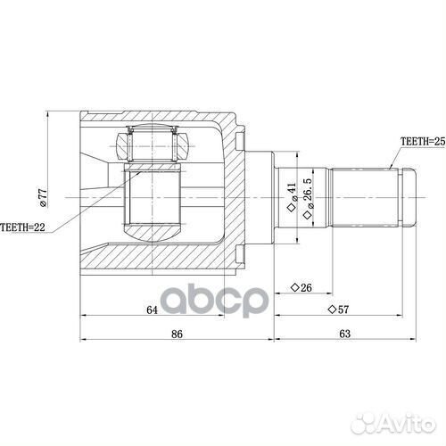 ШРУС внутренний hyundai accent 11, blue (11-)