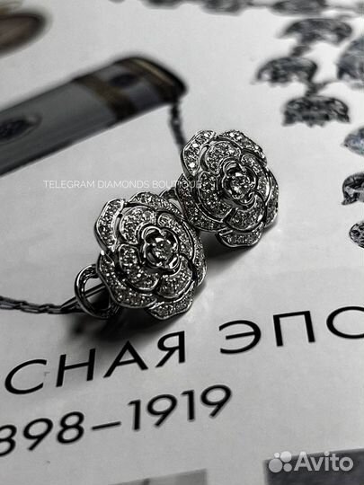 Серьги Chanel белое золото 750 и бриллианты