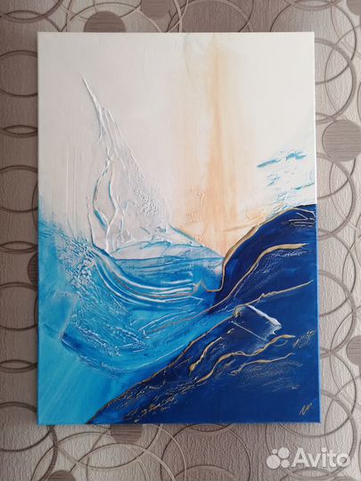 Абстракция, интерьерная картина 50х70, волна, море