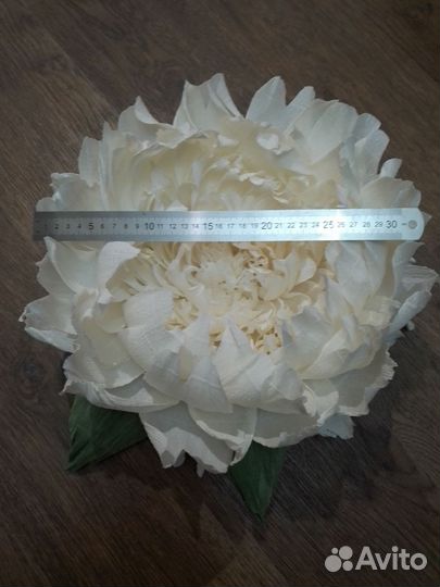 Цветы. Пион из гофрированной бумаги настенный