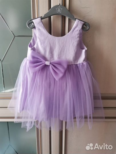 Платье для девочки, пинетки и повязка на голову