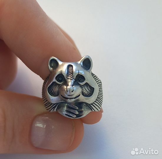 Кольцо серебрянное енот