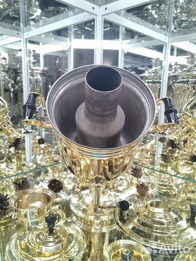 Самовар новый дровяной угольный Тула латунь