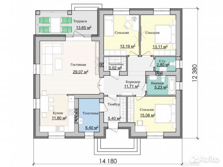 Готовый проект одноэтажного дома