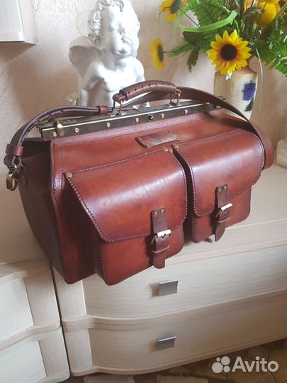 Сумка саквояж натуральная кожа мужская