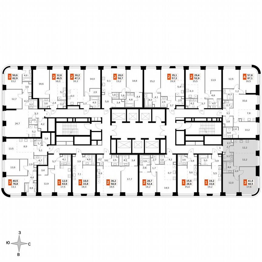 2-к. квартира, 68,5 м², 2/49 эт.