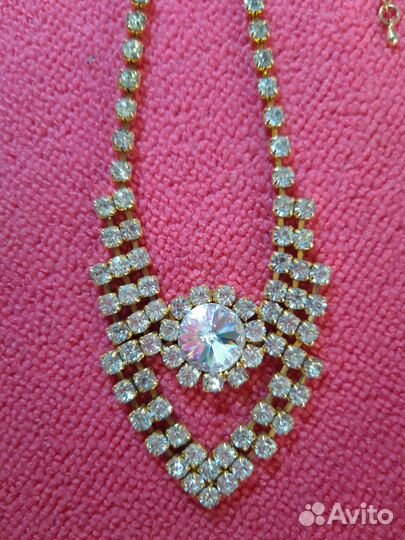Винтаж колье Чехия, ледяное стекло