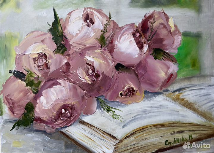 Картина маслом Пионы