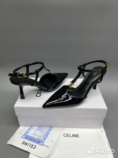 Босоножки Celine женские черные лакированные