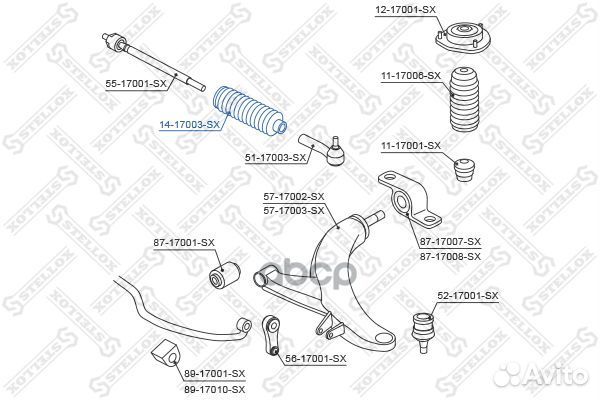 14-17003-SX пыльник рейки рулевой Subaru Legac