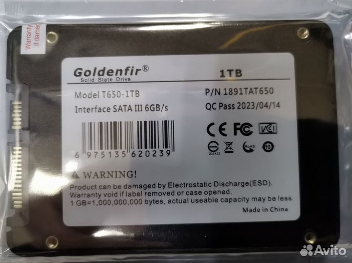 Жесткий диск SSD 1Tb Goldenfir 2,5 новый