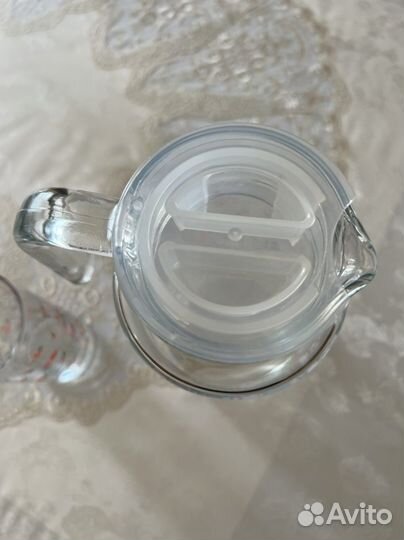 Кувшин стекло с крышкой, стакан