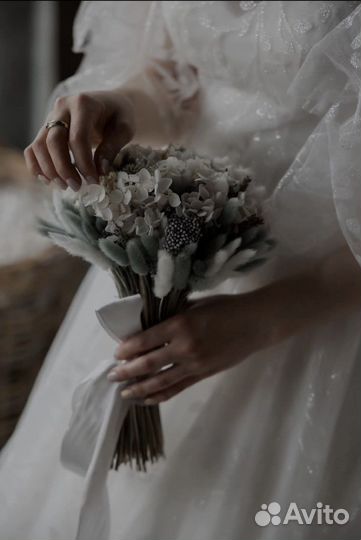 Букет невесты серый сухоцветы