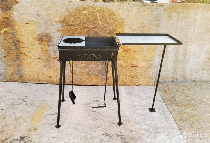 Очаг для казана с мангалом с крышкой разборный