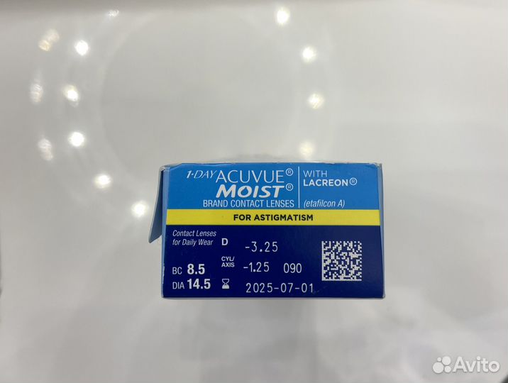 Линзы 1-day Acuvue Moist For Astigmatism : -3.25