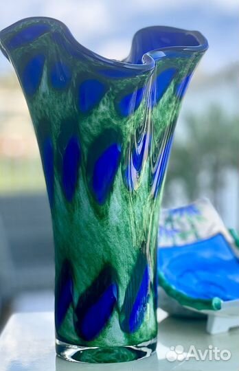 Ваза чешское цветное стекло