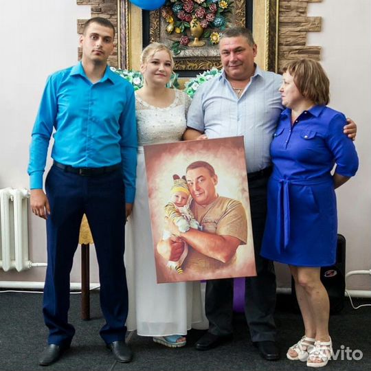 Портрет по фото на холсте