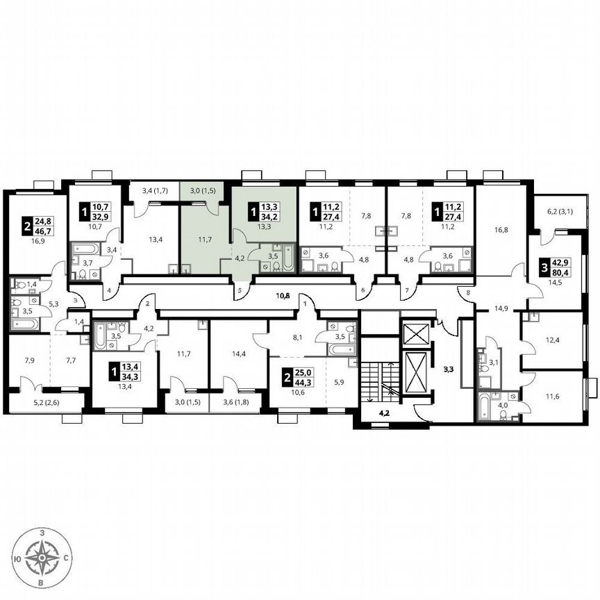 1-к. квартира, 34,2 м², 2/12 эт.