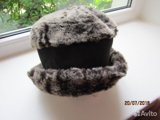 Шапка мутон+замша зимняя