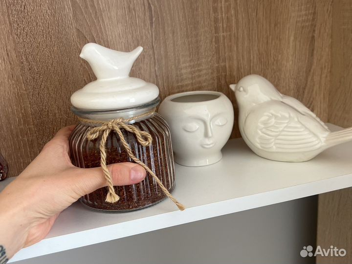 Банка для хранения сыпучих продуктов копилка кашпо