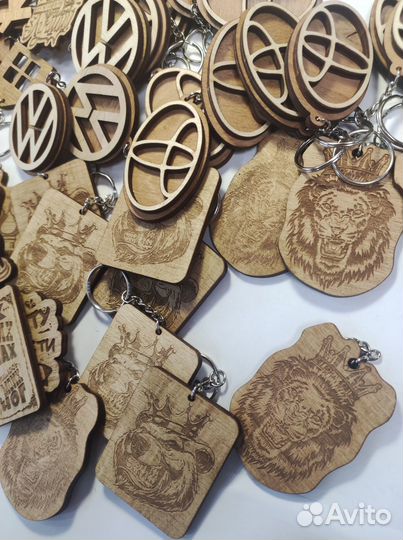 Брелки оптом от производителя из дерева 60шт