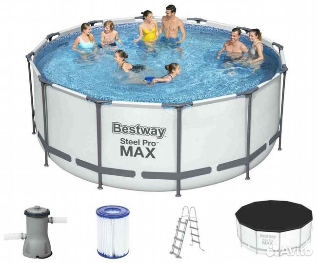 Бассейн Bestway 366х122 см с тентом и лестницей