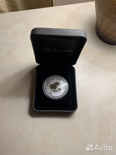 Австралия 1 доллар «Год Свинюшки» серебро+позолота