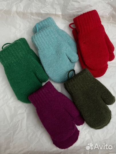 Детские Варежки зимние 2 пары шерсть двойные 2-3 г