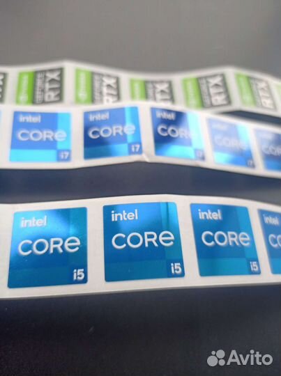 Наклейки Intel core i5, i7,Nvidia RTX, Ryzen 5, 7