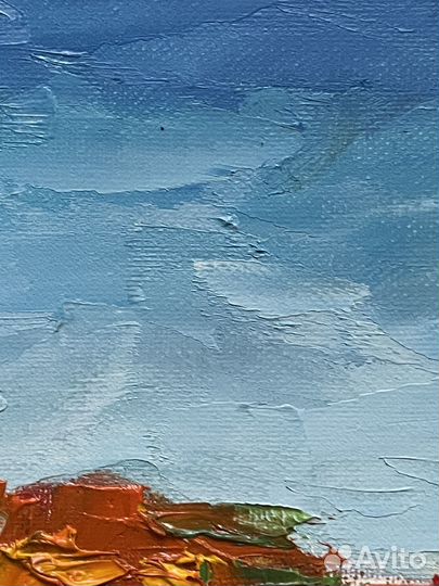 Картина маслом на холсте Пейзаж с домиком