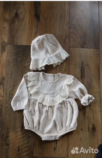 Боди с чепчиком для девочки 56-66