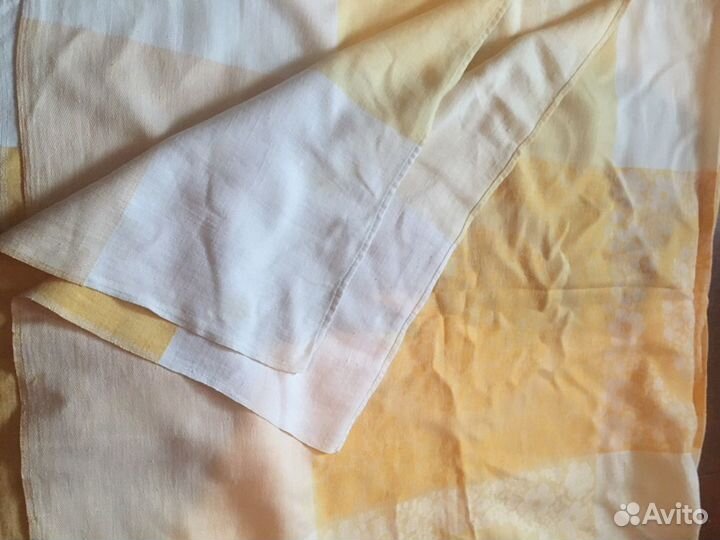 Скатерть хлопок желтая с белым