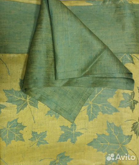 Столовый комплект скатерть кленовые листья зелёные