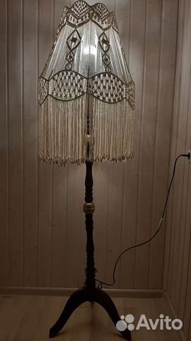 Торшер старинный. Абажур макраме. Ручная работа