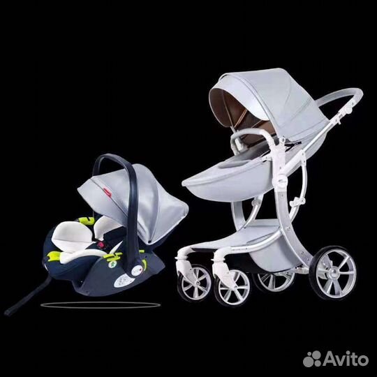 Коляска Luxmom 608-2 3в1 (серебро)